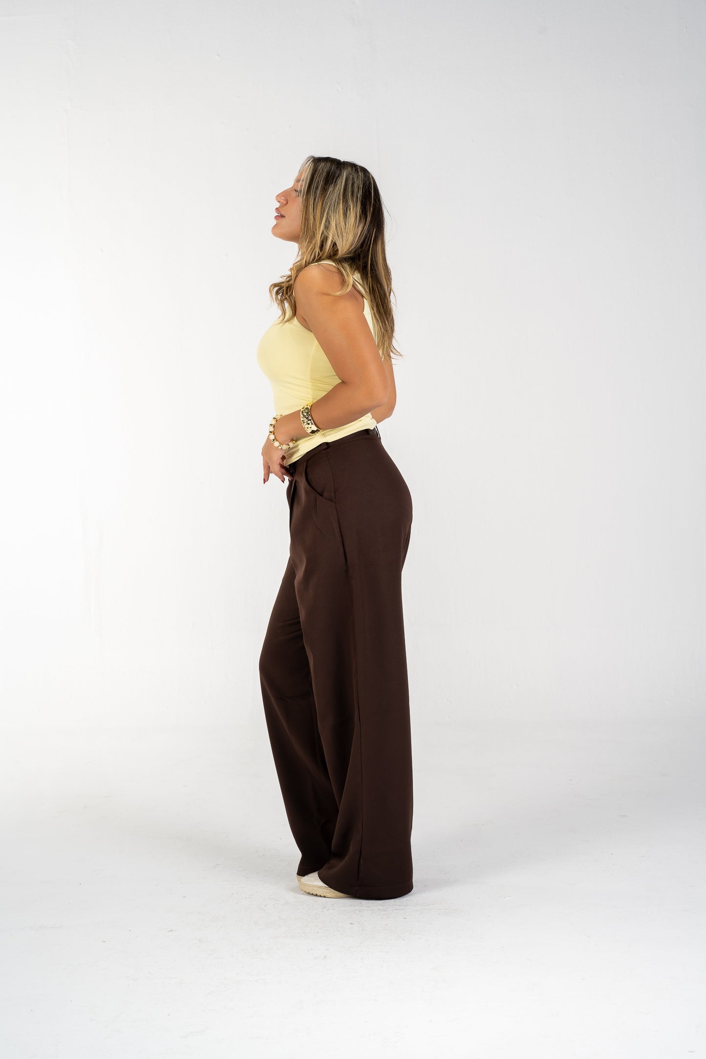 Wide-Leg Pleat Pants