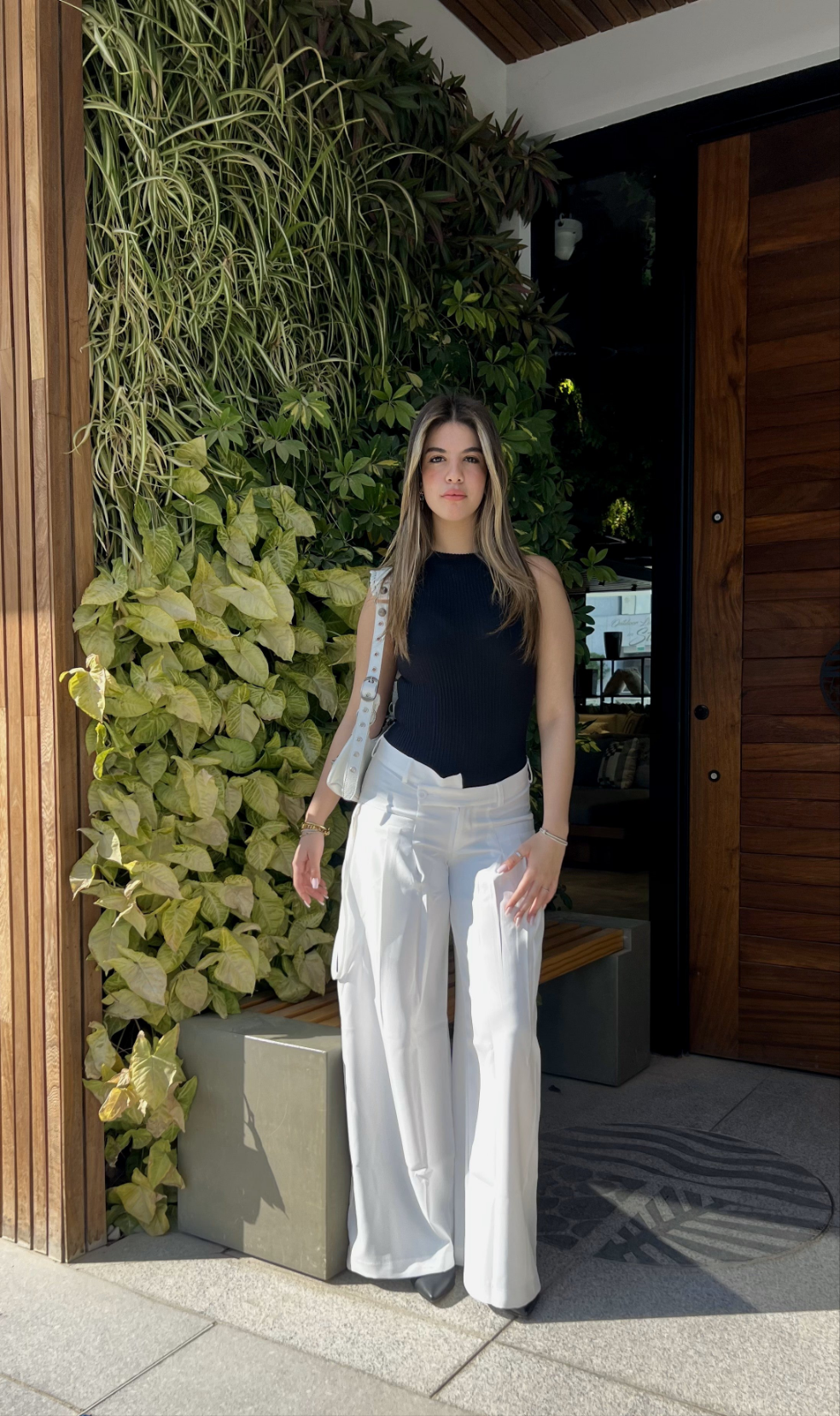 White Twist-Waist Wide-Leg Pants