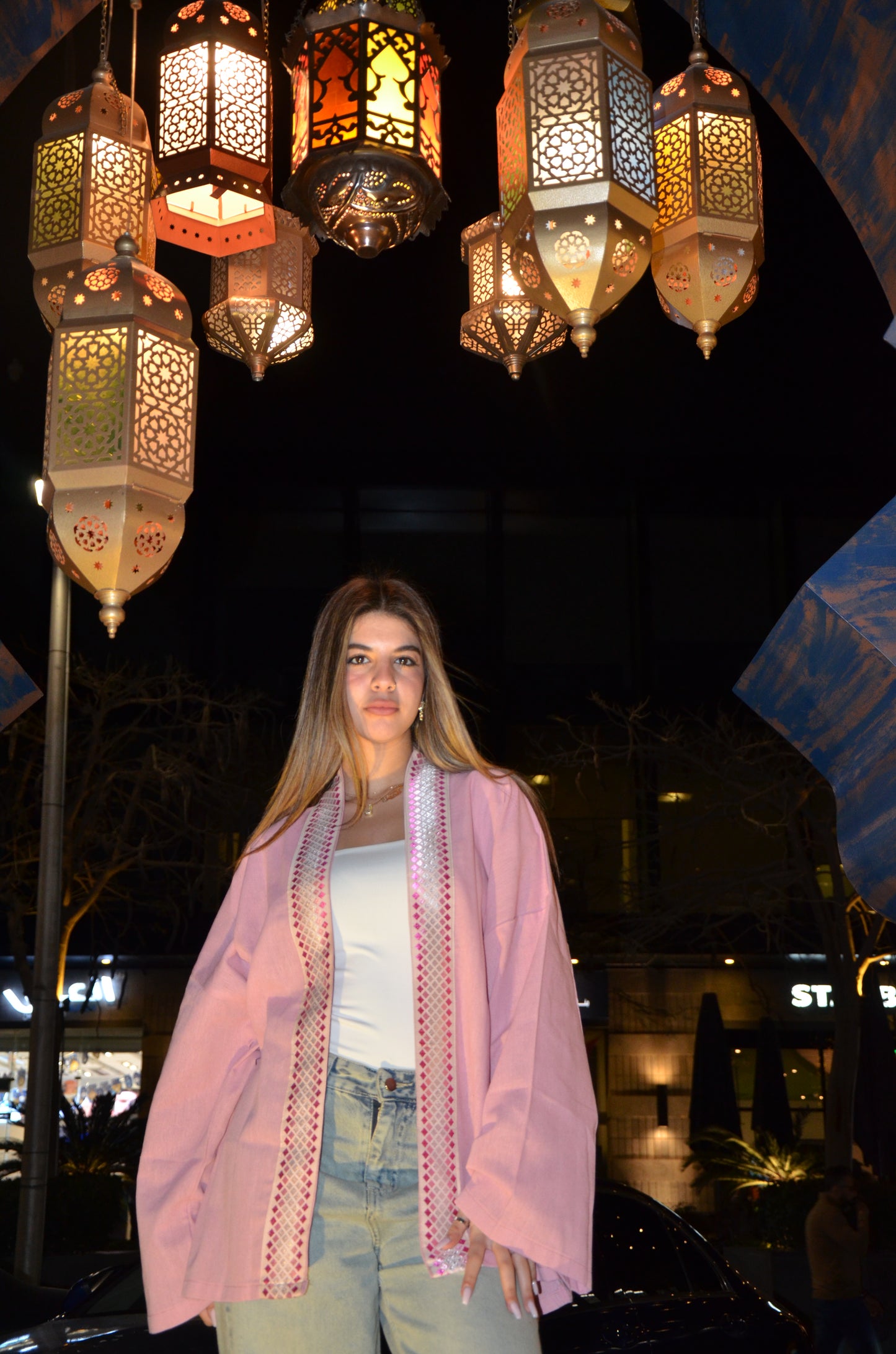 Rosé Elegance Linen Kimono