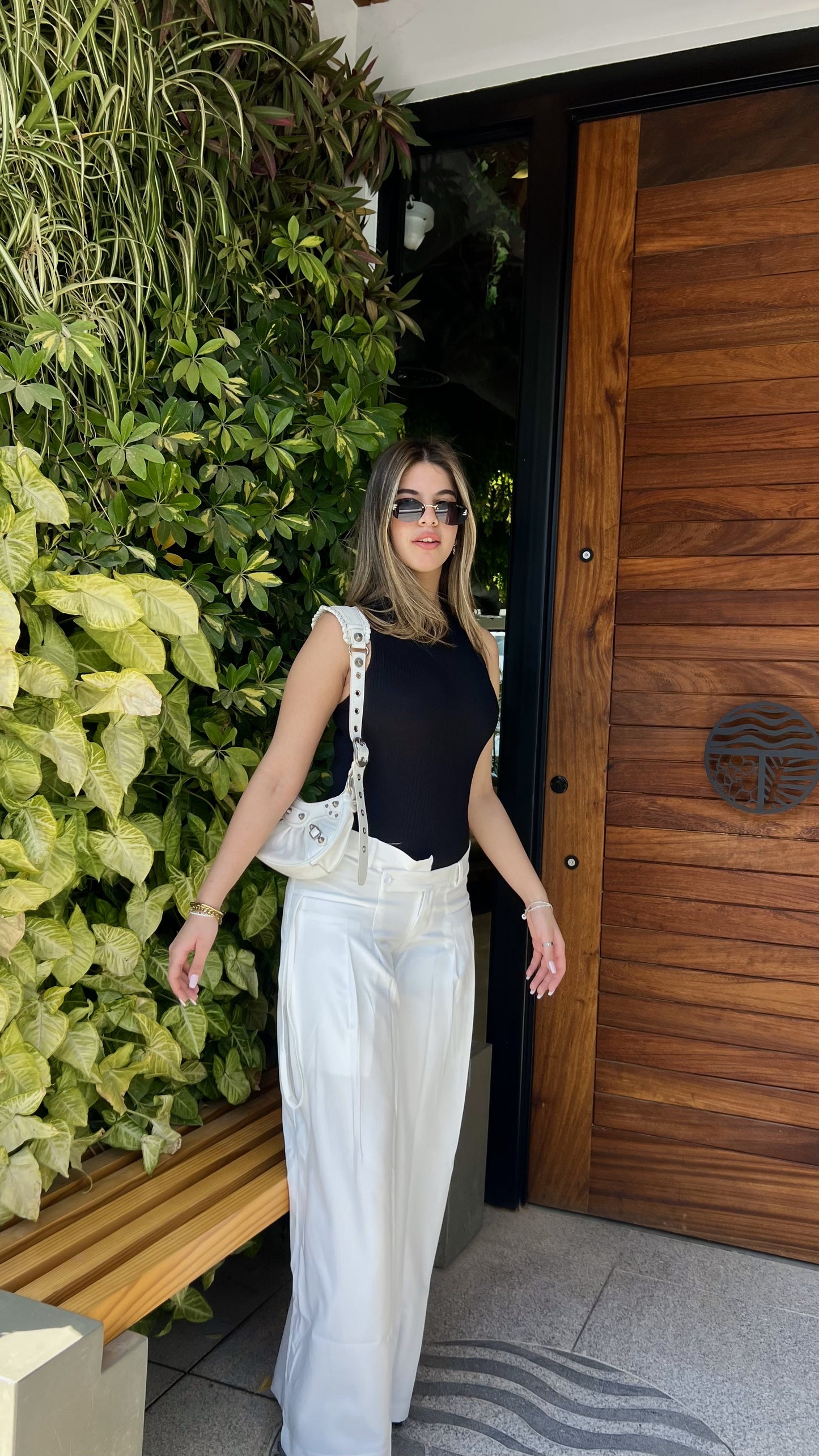 White Twist-Waist Wide-Leg Pants