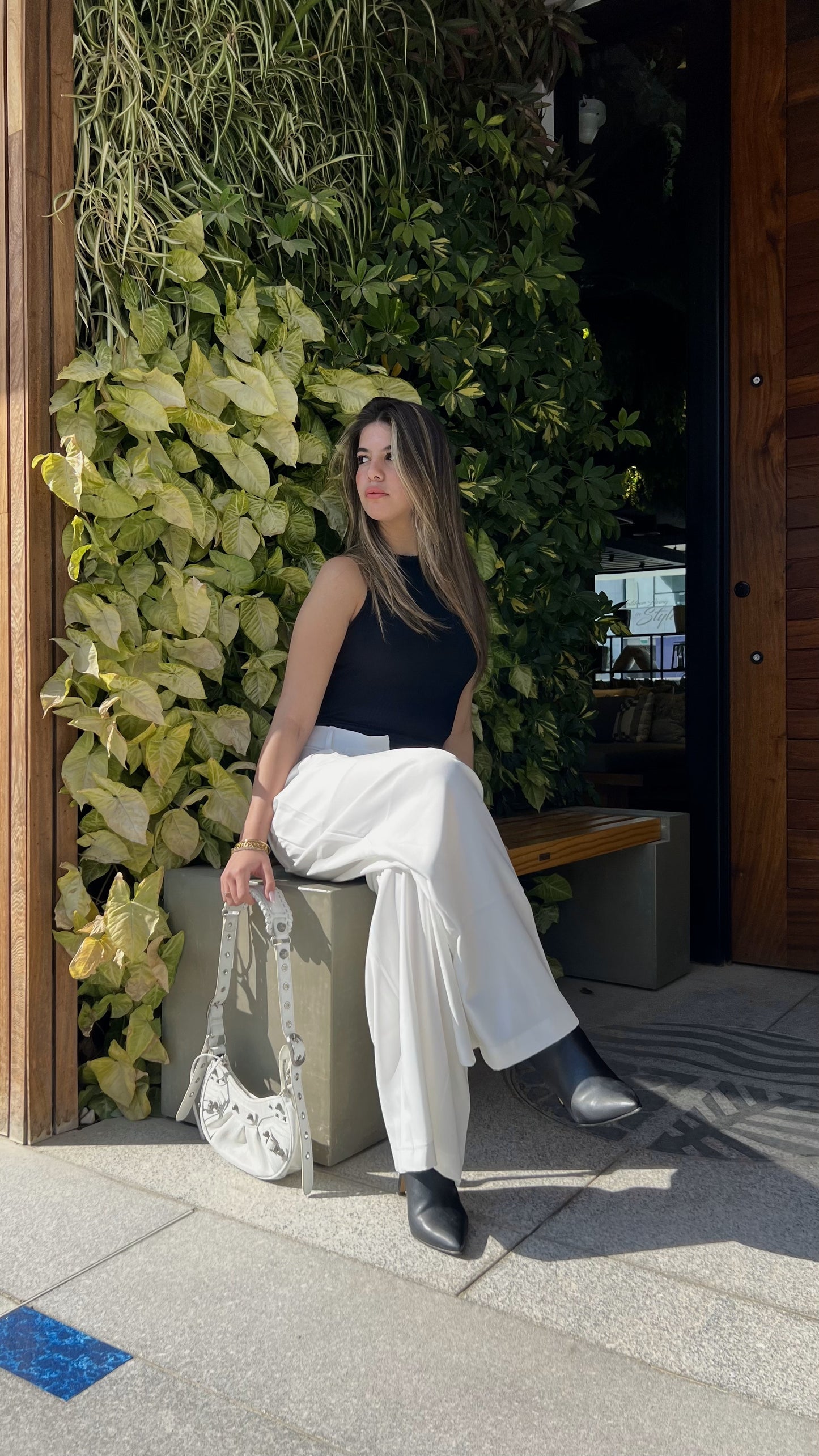 White Twist-Waist Wide-Leg Pants