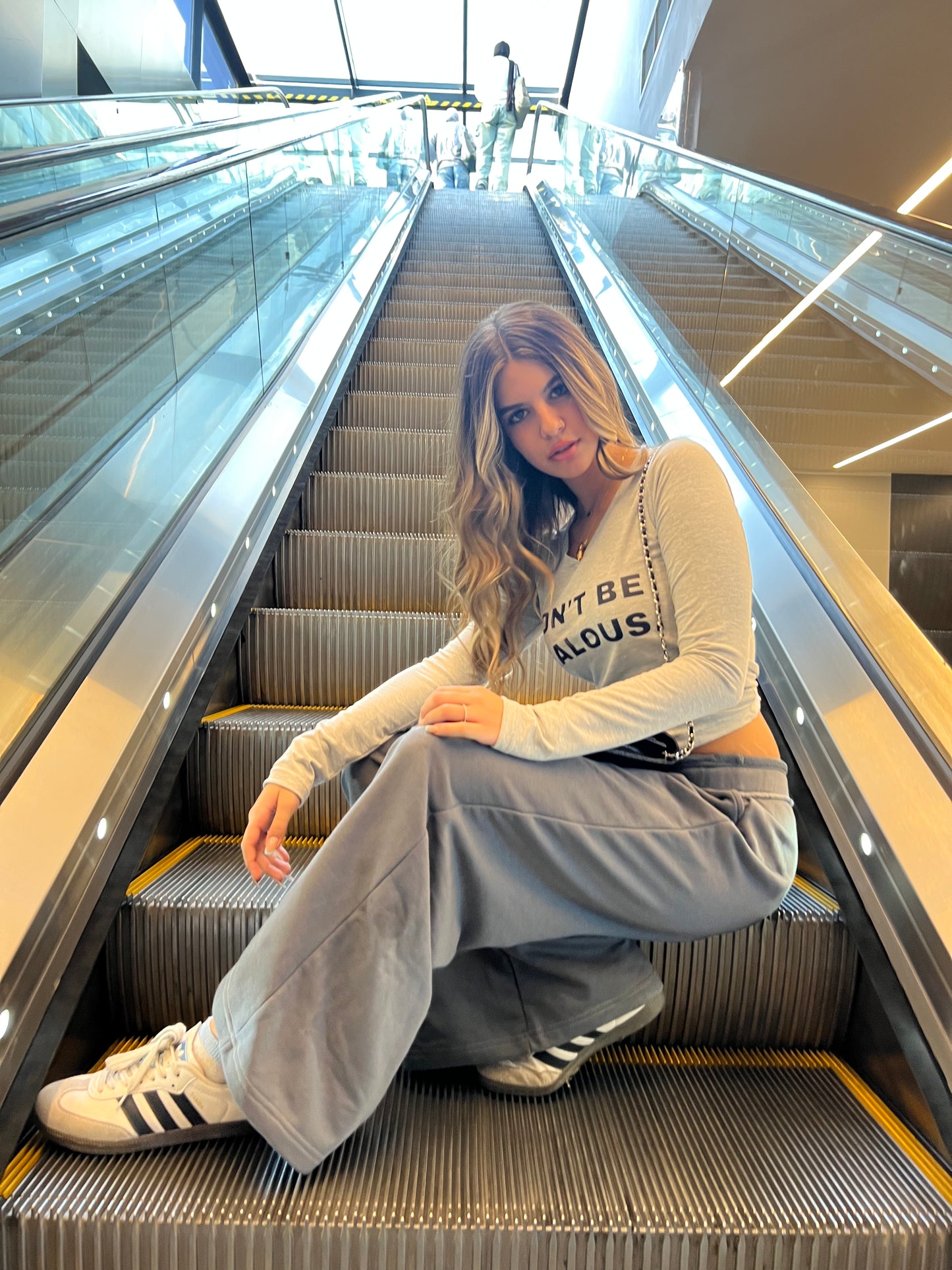 Grey Fold-Over Waistband Sweatpants