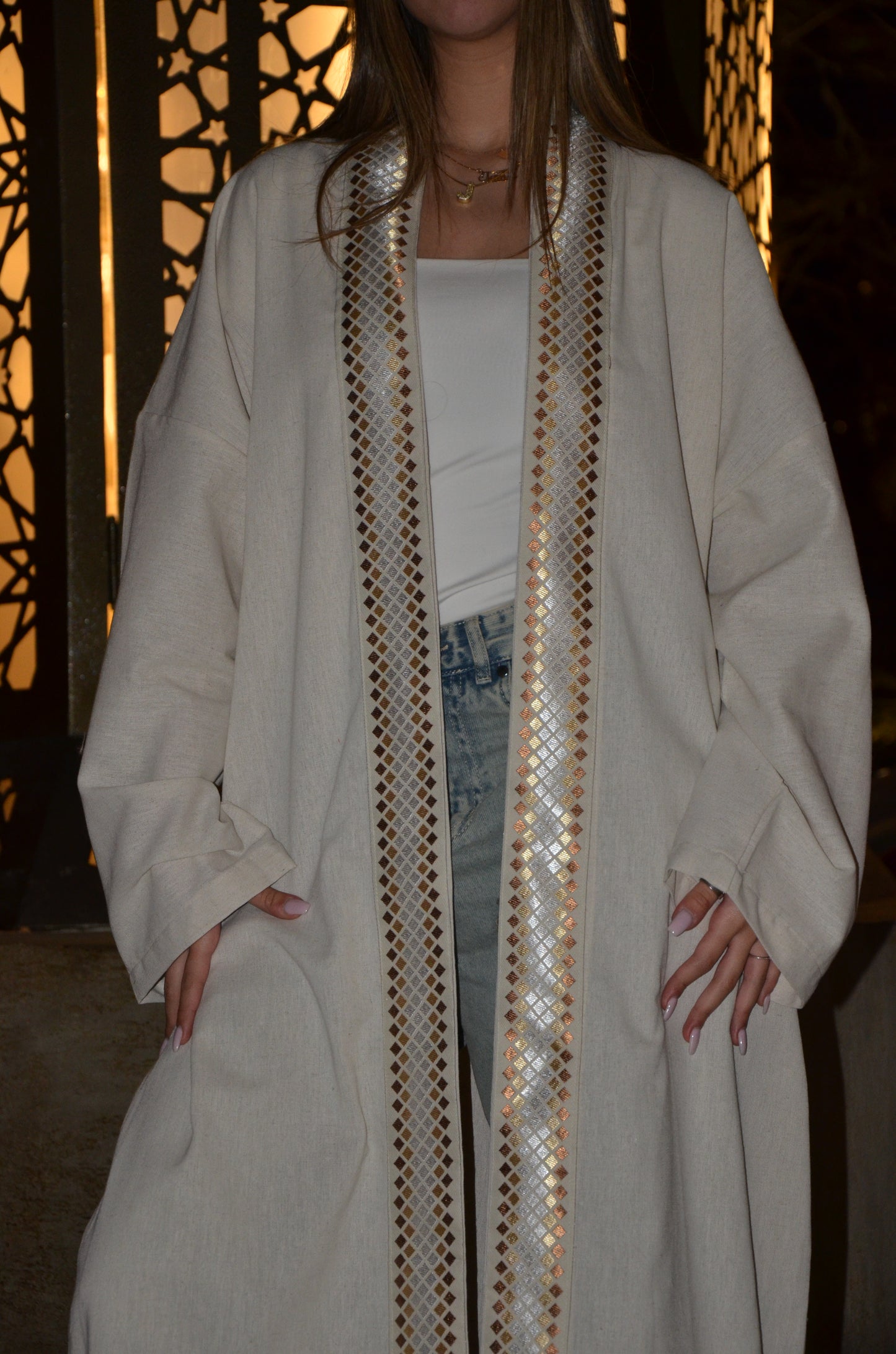 Golden Sands Linen Kimono