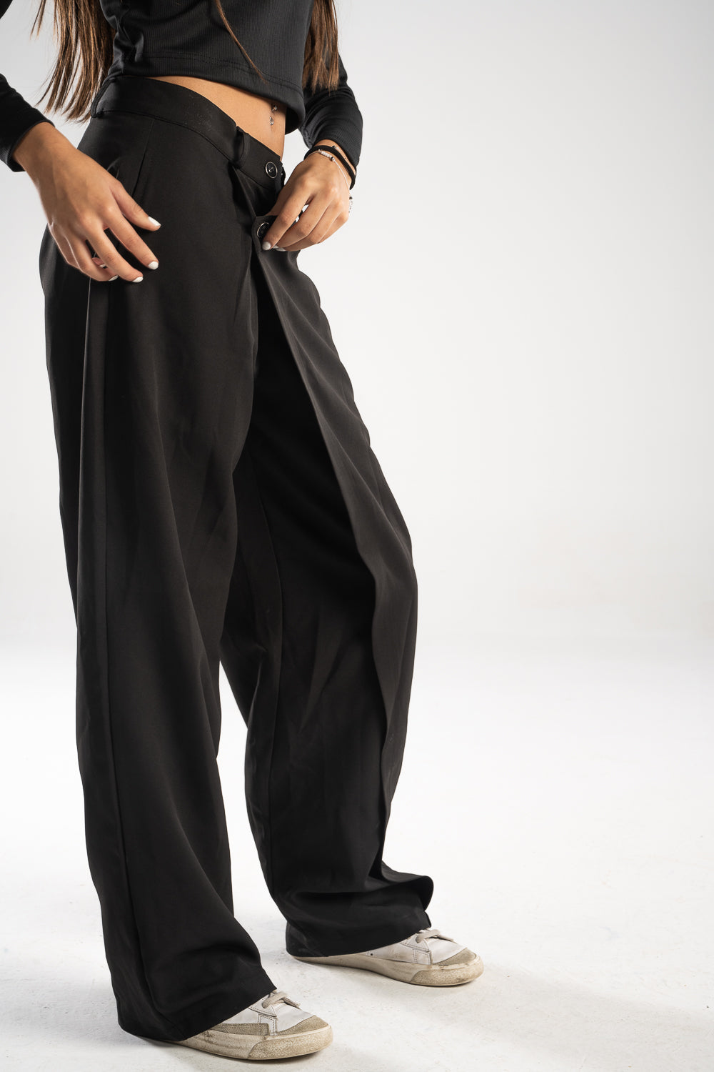 Black Korean Splicing Pants