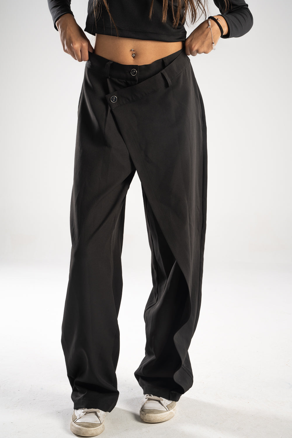 Black Korean Splicing Pants