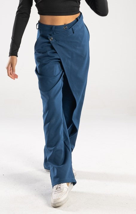 Navy-Blue Korean Splicing Pants