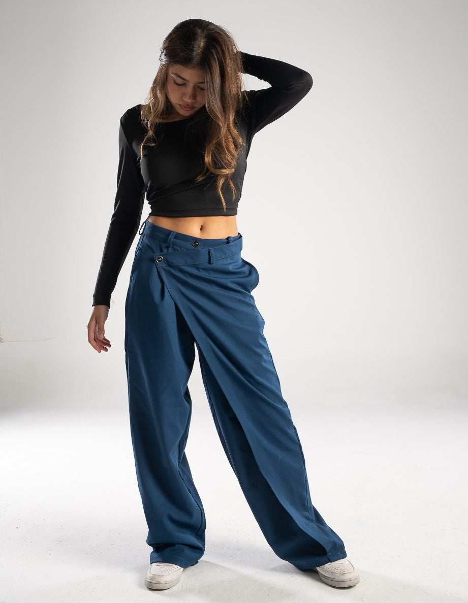 Navy-Blue Korean Splicing Pants