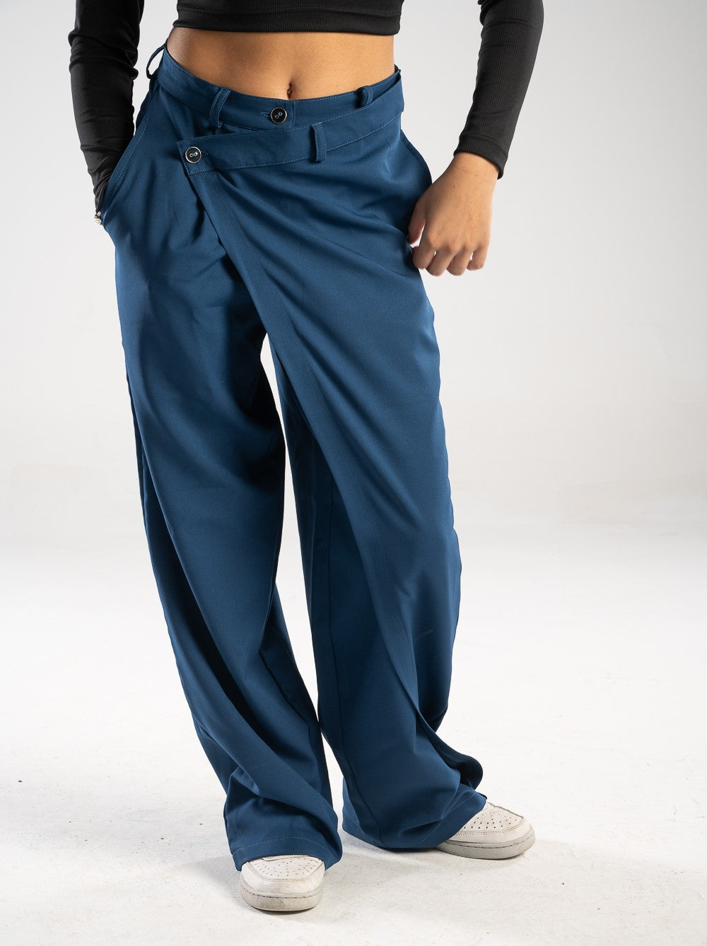 Navy-Blue Korean Splicing Pants