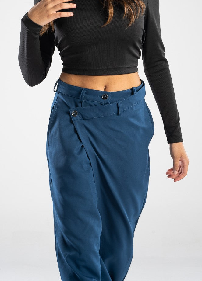 Navy-Blue Korean Splicing Pants