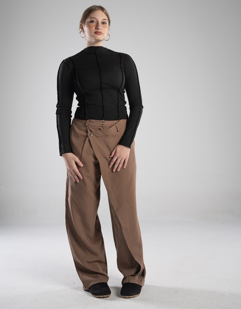 Coffee Korean Splicing Pants