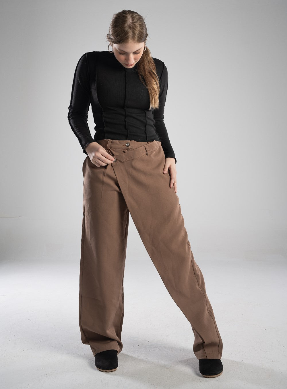 Coffee Korean Splicing Pants