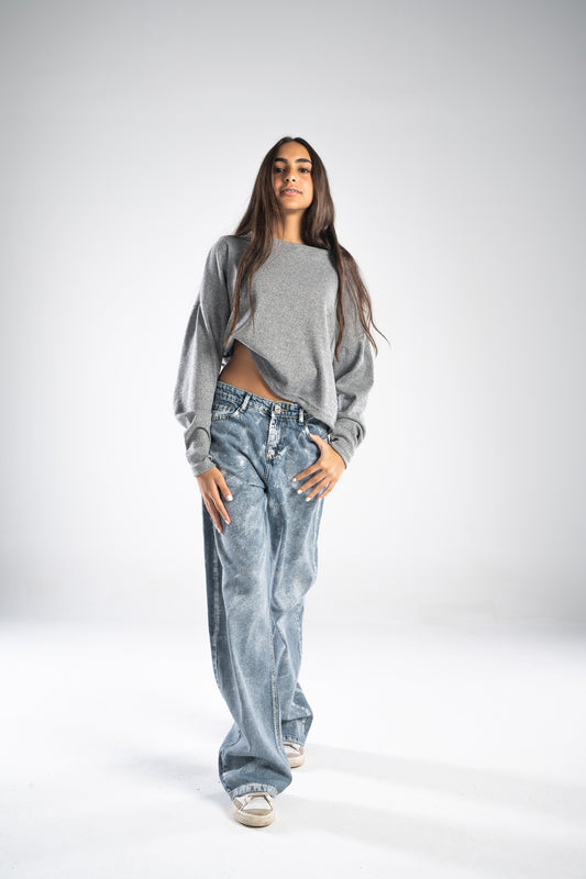 Grey Cropped Pullover