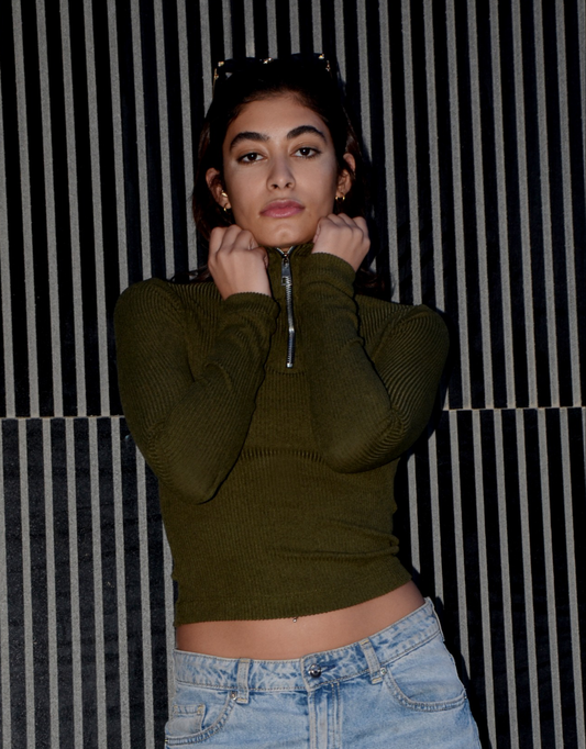 Olive Contour Pullover