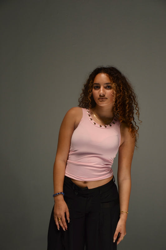 Baddie Sleeveless Top (Baby Pink)